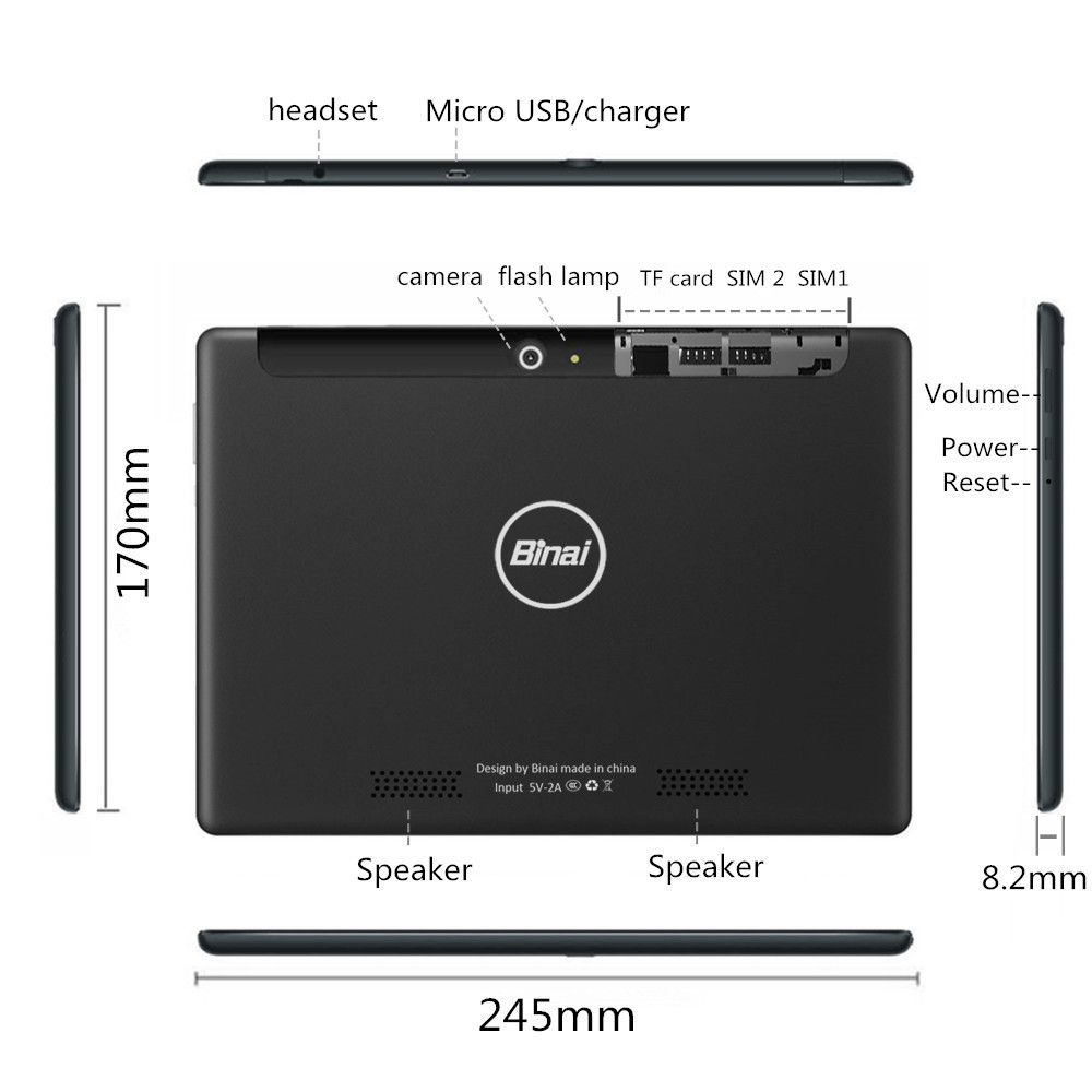 Original Box Binai G10Pro 32GB MT6797X Helio X27 Deca Core 10.1 Inch Android 7.1 Dual 4G Tablet Black 38