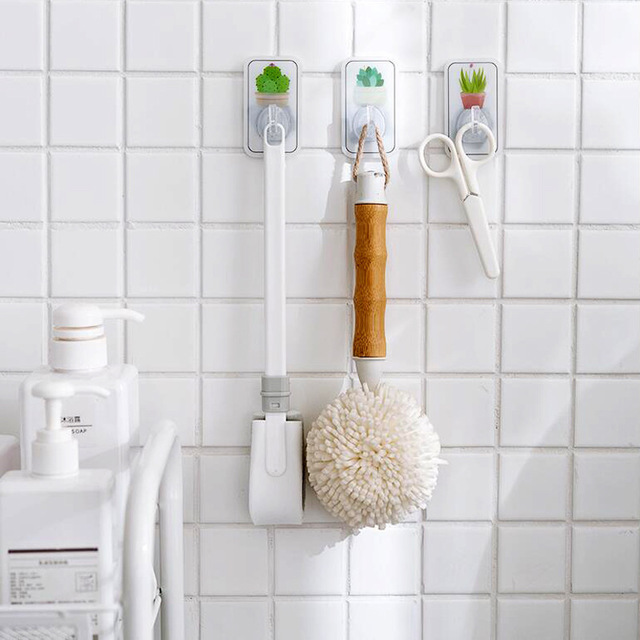 

Magic Seamless Stickers Linked To Nordic Printed Plants Nail-free Hook Bathroom Waterproof Towel Hanging