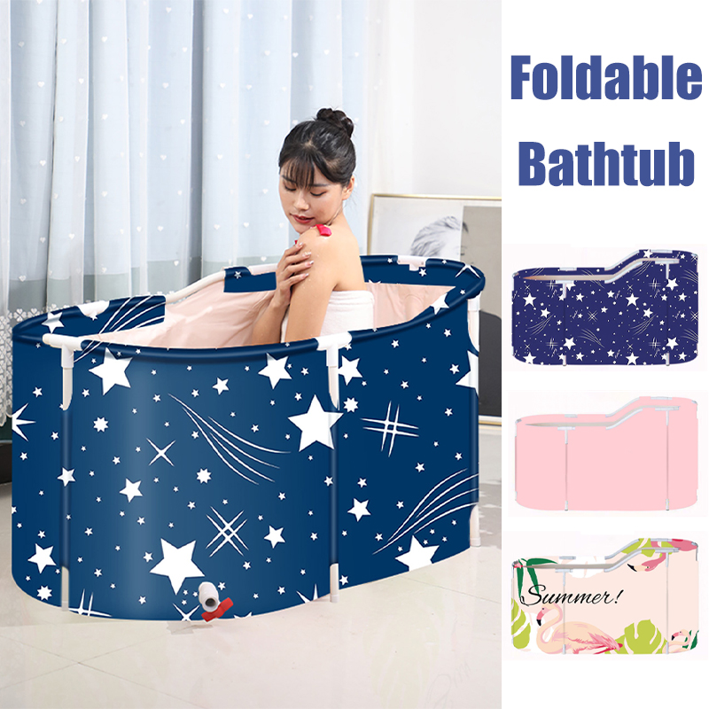 120x70x60cm Folding Bathtub Portable PVC Water Tub Outdoor Room Adult Spa Bath 1