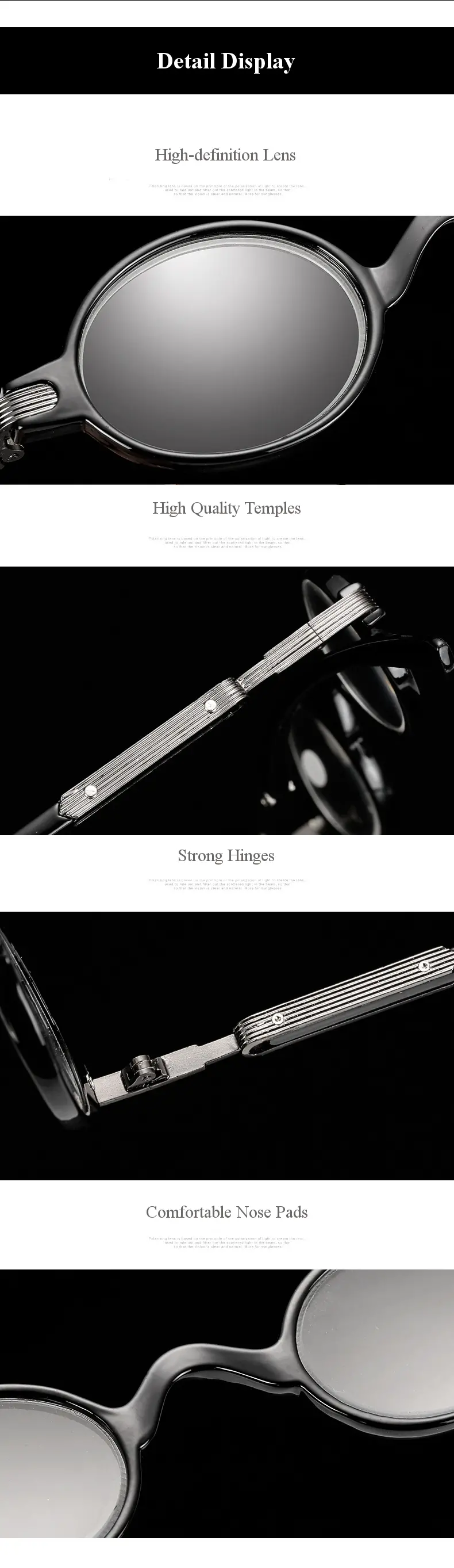 HD Anti-fatigue Reading Glasses PC Black Frame Resin Lens