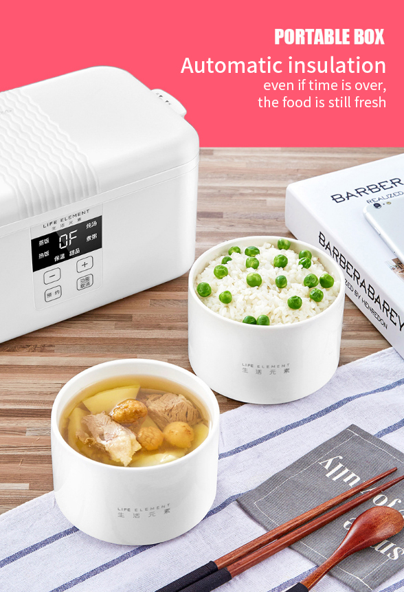 LIFE ELEMENT F15 Smart Timing Electric 300W Double Ceramic Lunch Box Insulation Rice Lunchbox 14