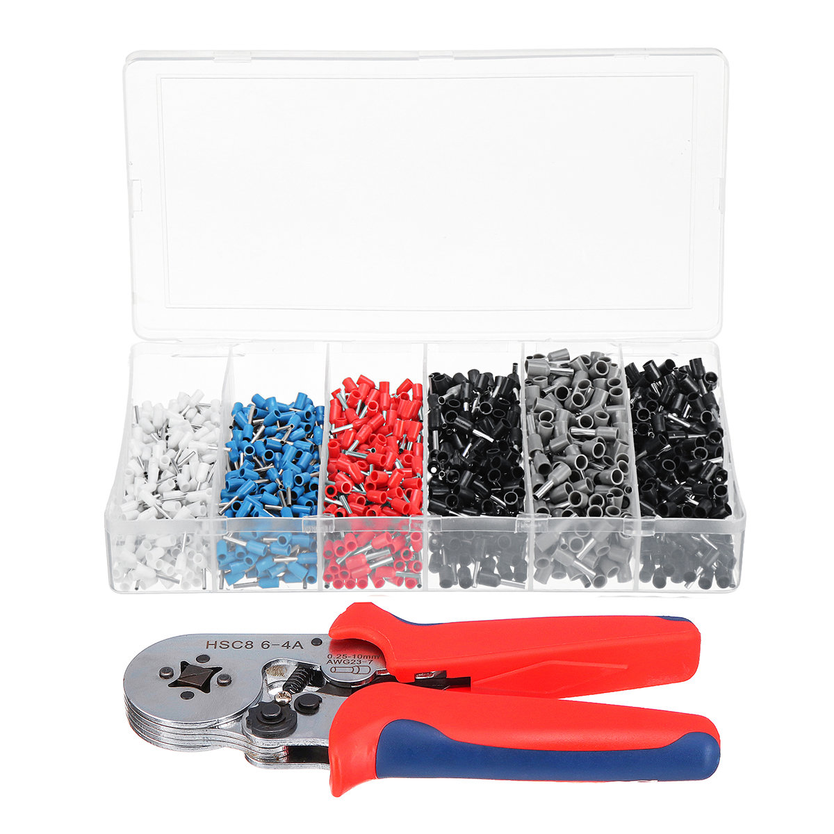 

1500Pcs Wire Connector Terminal Bootlace Ferrule Crimper Kit with Ratchet Crimping Tool 0.25-10mm²