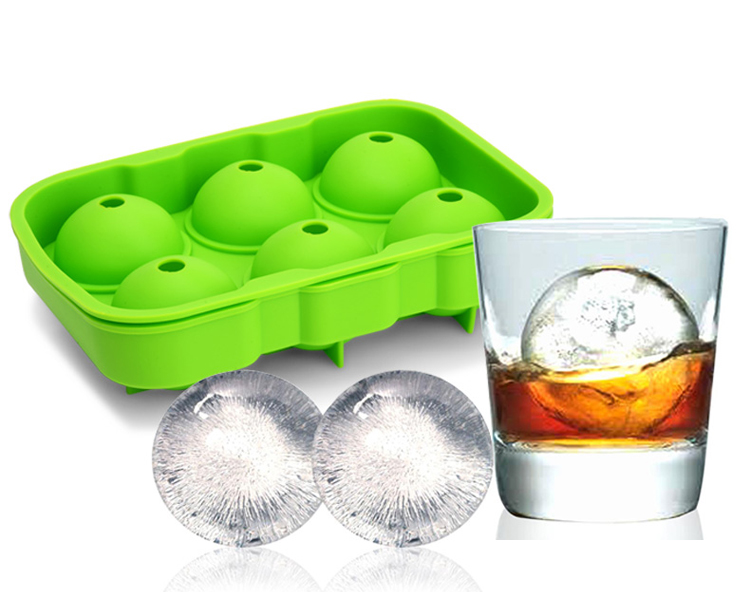 

KC-IT02 6 отверстий большой формы шарика Силиконовый Ice Cube Sphere Whisky Cocktail Ice Mold