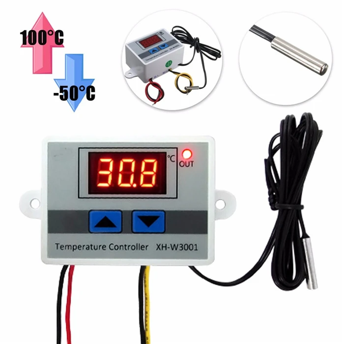 XH-W3001 220V 10A Digital LED Temperature Controller Thermostat Control Switch Probe