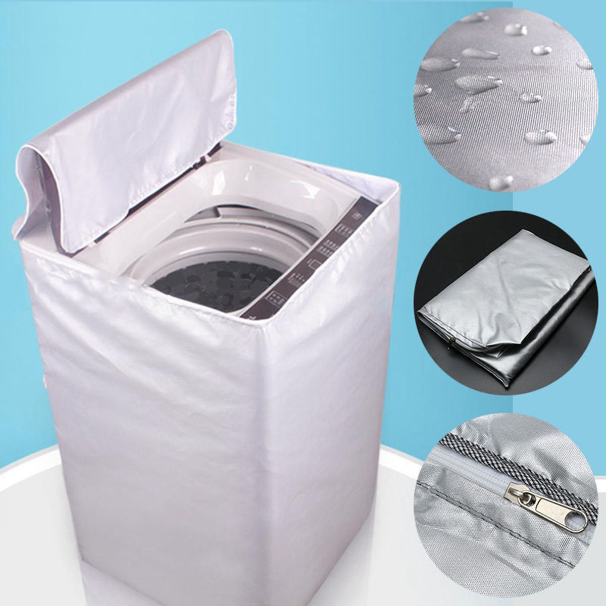 Washing Machine Cover Silver Water-proof Washer/Dryer Cover Dustproof 13