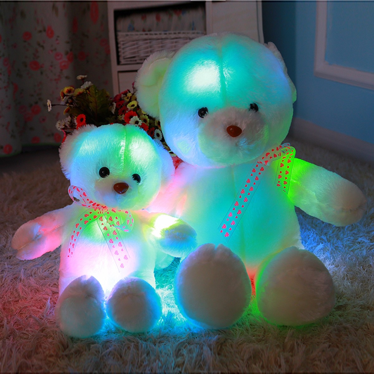 

50CM Colorful Creative Glow Светодиодный Плюшевая подушка для медведя фаршированная Кукла Игрушка для игрушек для игрушек для друзей