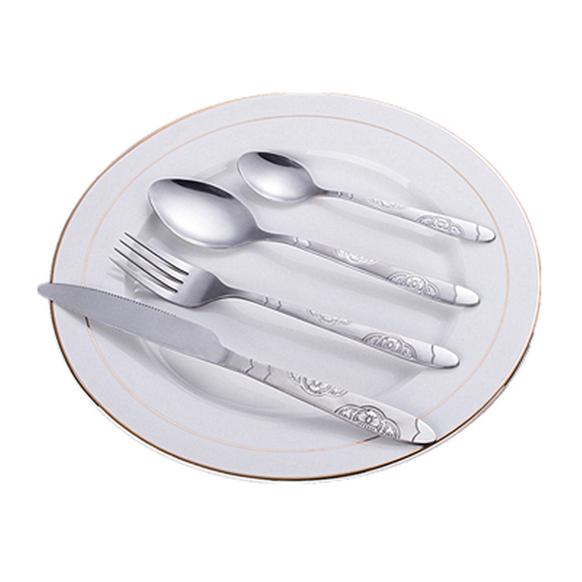 

Kitchen 16Pcs Stainless Steel Fork Spoon Knife Dinnerware Tableware Cutlery Flatware Set