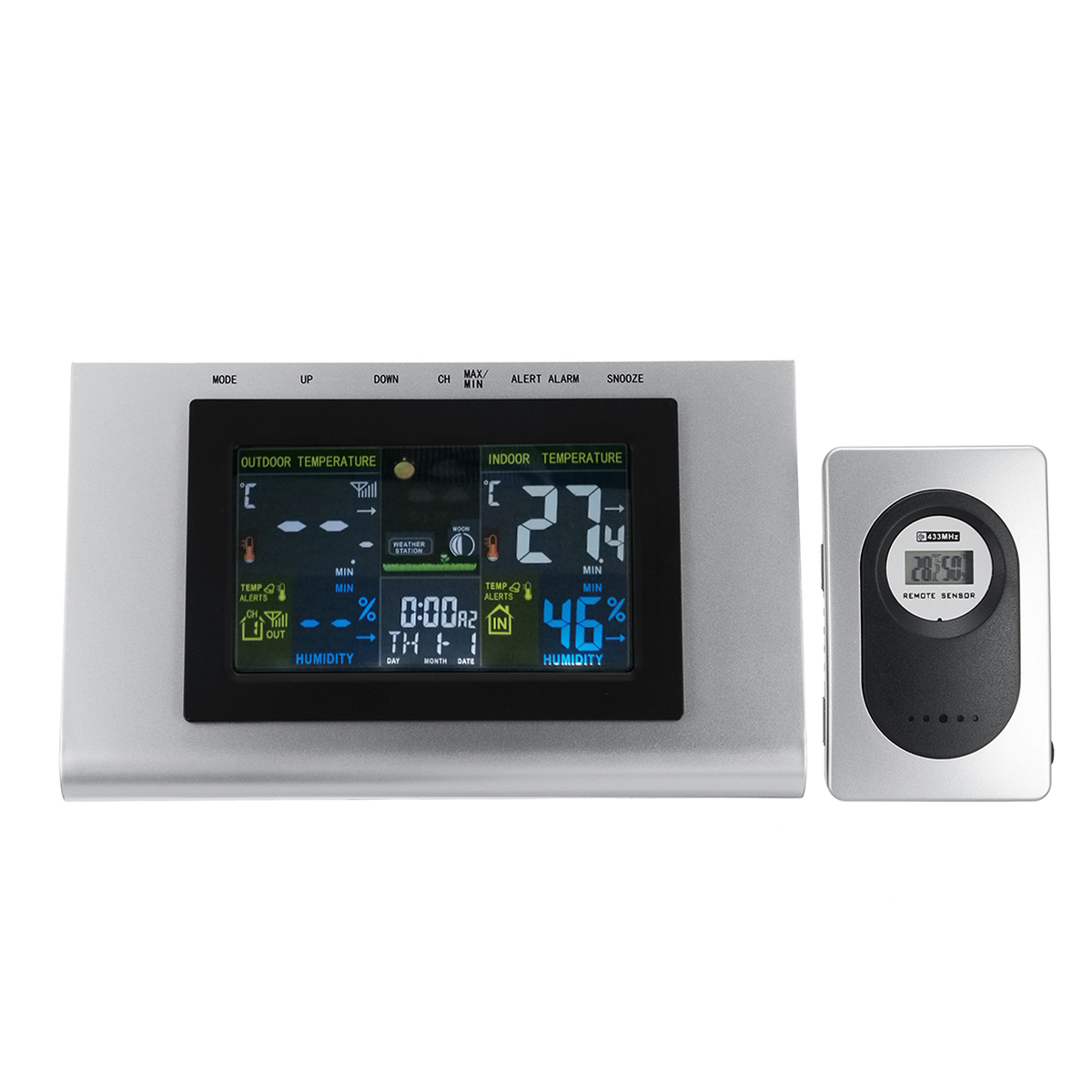 

LCD Weather Station Temperature Clock Digital Thermometer Humidity With Sensor