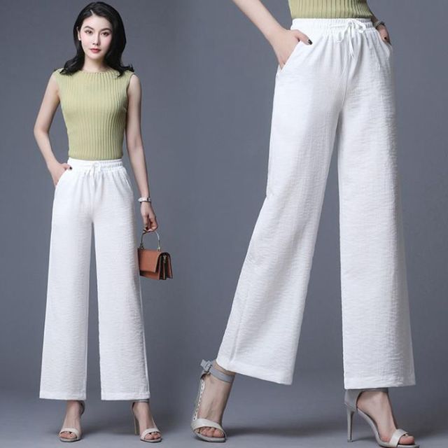 

Cotton And Linen Wide Leg Pants Women's Pants Thin Section High Waist Loose Straight Pants Linen Trousers Linen Casual Pants
