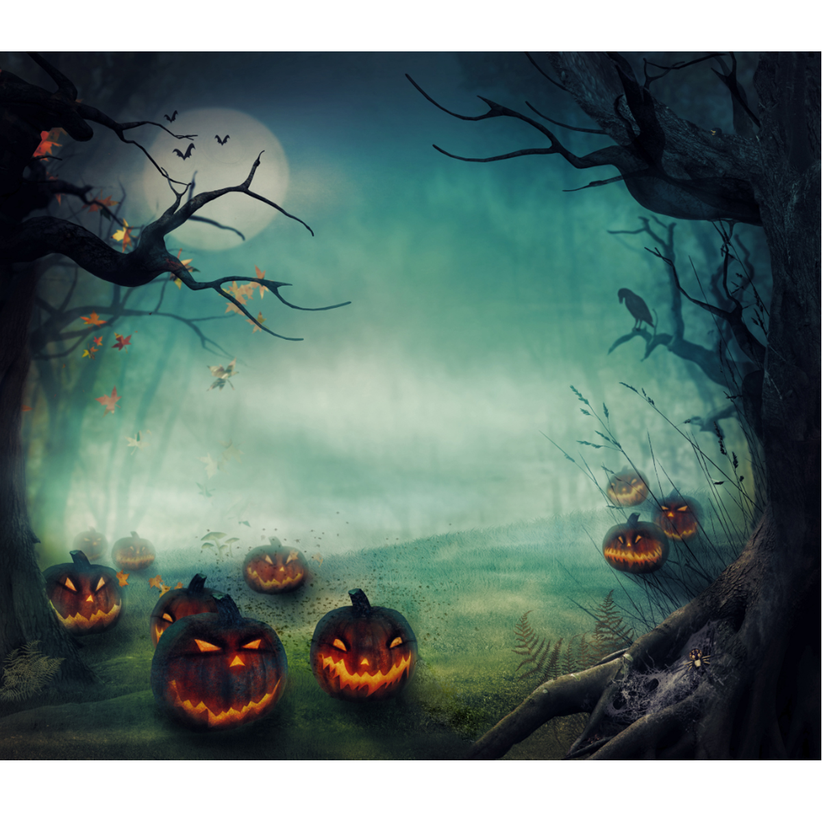 

5x7FT Vinyl Halloween Pumpkin Tree Photography Backdrop Background Studio Prop