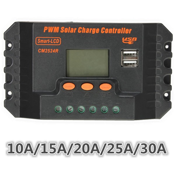 

LCD 10/15/20/25/30A 12V/24V PWM Solar Panel Regulator Charge Controller