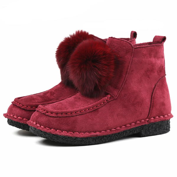 

Winter Fur Lining Comfy Cotton Ankle Boots For Women