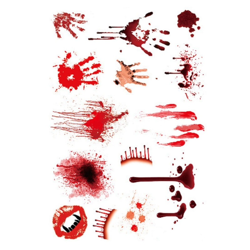 

10pcs Halloween Palm Terror Horror Wounds Bloody Tattoo Sticker Body Makeup