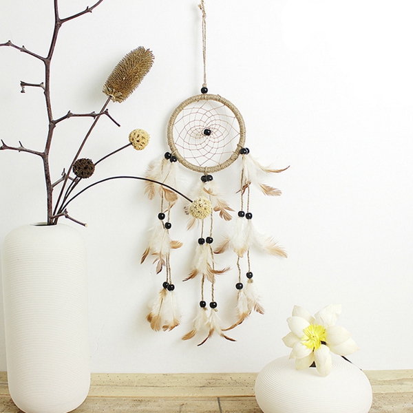 

Original Hand Woven Natural Feathers Dreamcatcher American Pastoral Gifts Hanging Decor Ornament