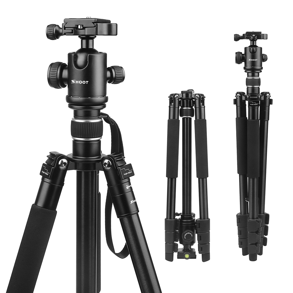 

SHOOT XTGP439 Aluminum Alloy 4-Sections Camera Tripod for Canon for Nikon DSLR Stand With Ball Head 8kg Max Load 1.6m Max Height