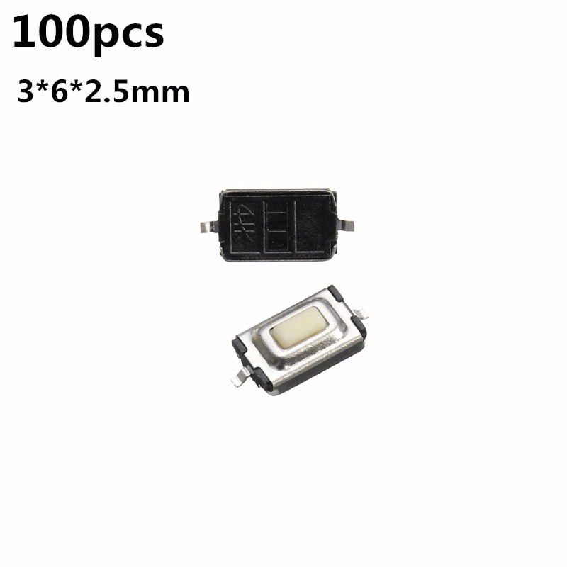 

100pcs 3*6*2.5mm Micro Switch 2-Pin SMD Tactile Push Button Switch Tact Switch