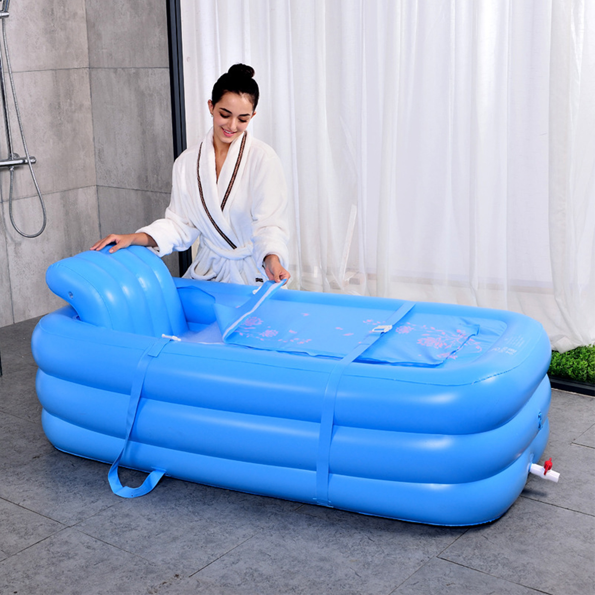 165x85x45cm Bathtub Inflatable Tub Portable Travel Bath Adult Spa Pool Warm Bathtub Folding 27