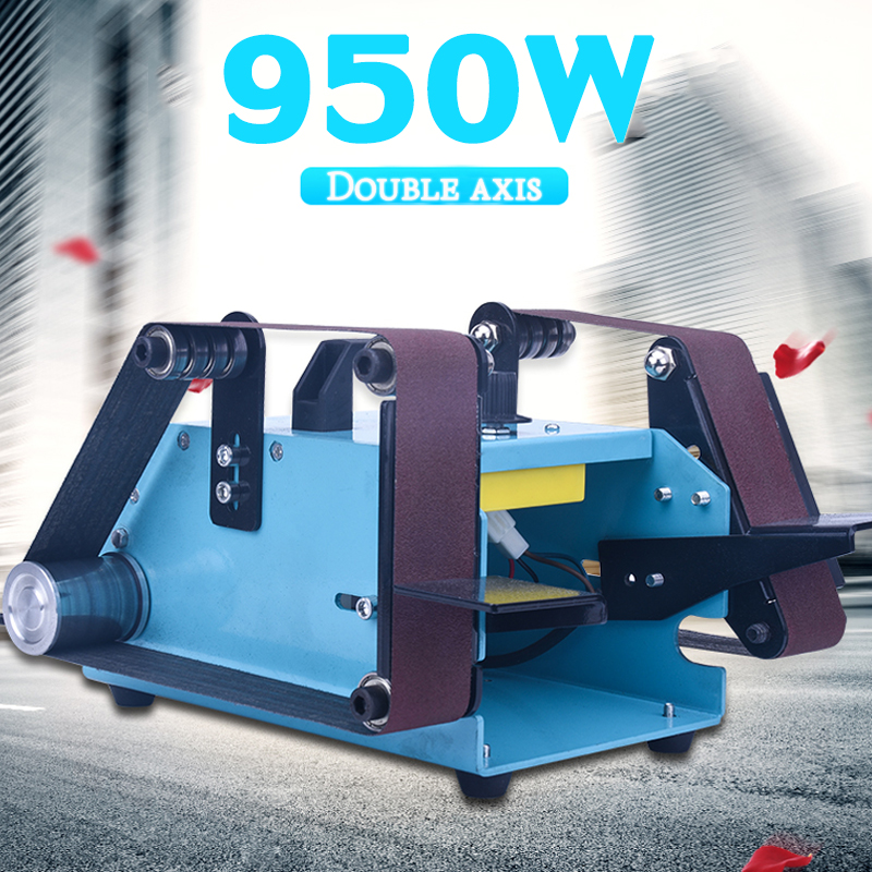 Huanyu Double Axis Belt Sander Electric Variable Speed Sanding Polishing Machine 950W 220V