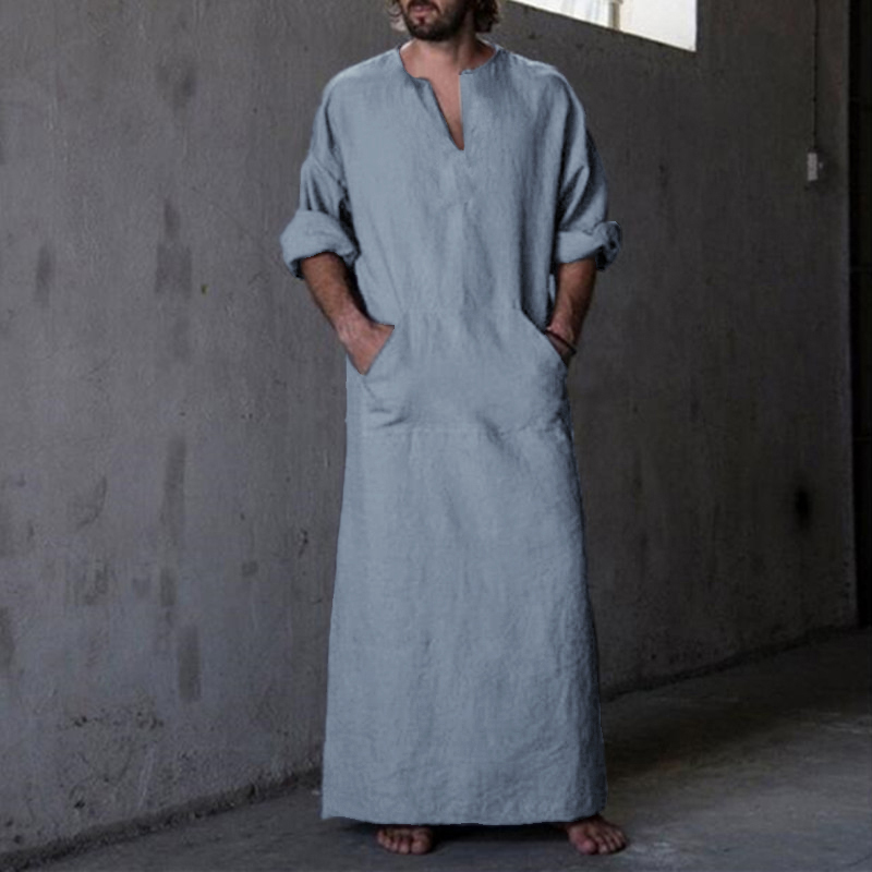 

INCERUN Vintage Loose Kaftan Tops Men Long Robe Loungewear