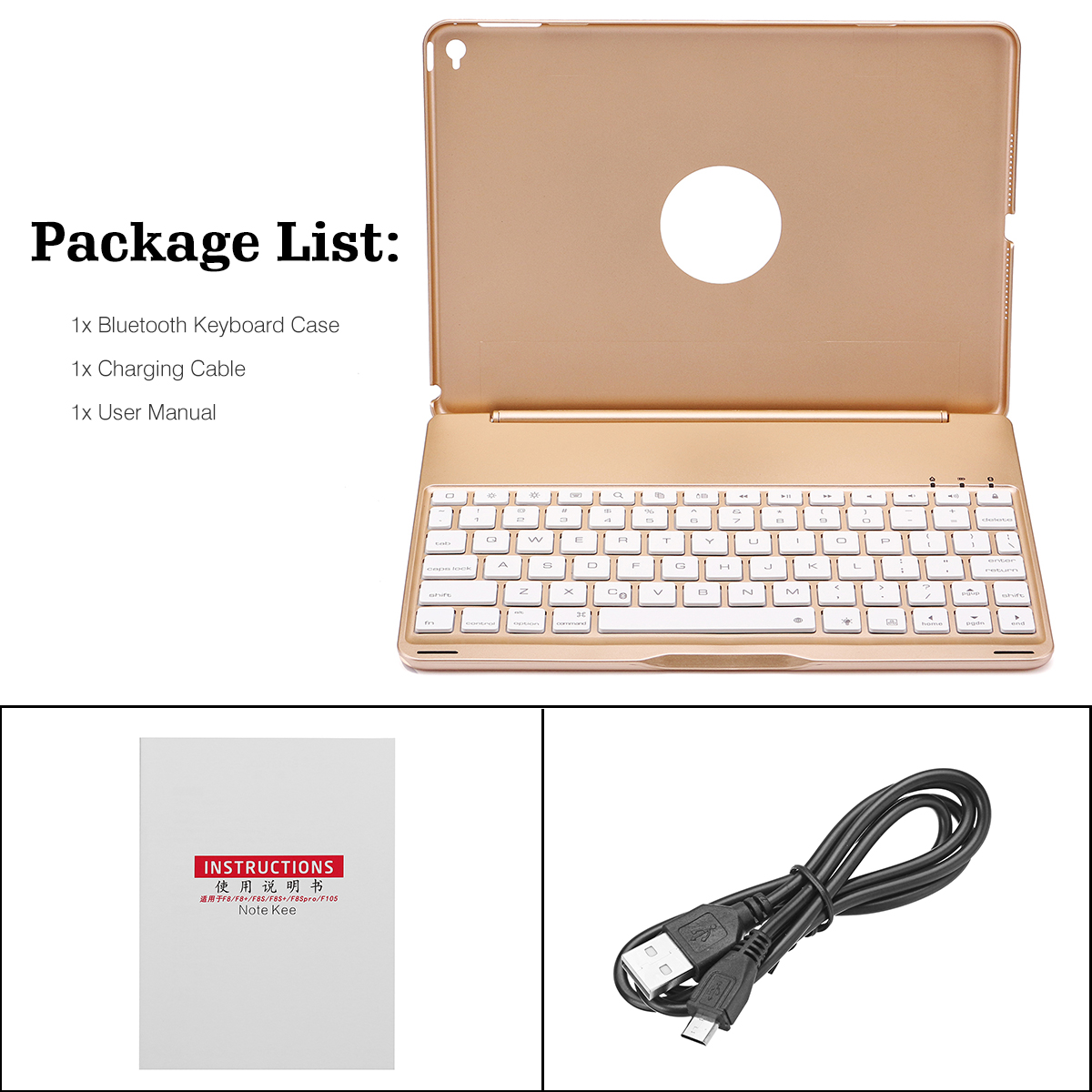 7 Colors Backlit Aluminum Alloy Wireless bluetooth Keyboard Case For iPad Air/iPad Air 2 19