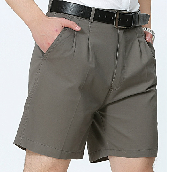 

Middle Aged Mens Business Casual Golf Shorts Summer Cotton Knee Length Suit Shorts Pants