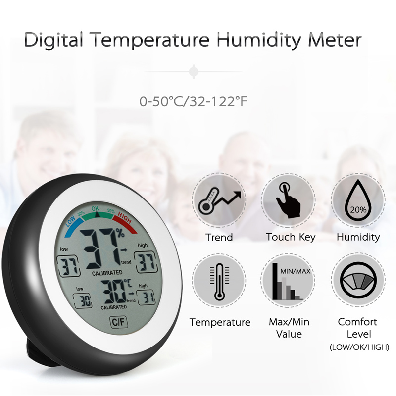 DANIU Multifunctional Digital Thermometer Hygrometer Temperature Humidity Meter Max Min Value Trend Display ¡æ/¨H Touch Screen