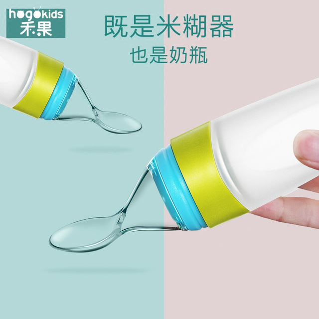 

Woguo Baby Рисовая паста Puree Squeeze Feeding Spoon Baby Силиконовый Ложка для новорожденных Принадлежности для кормления из бутылочки