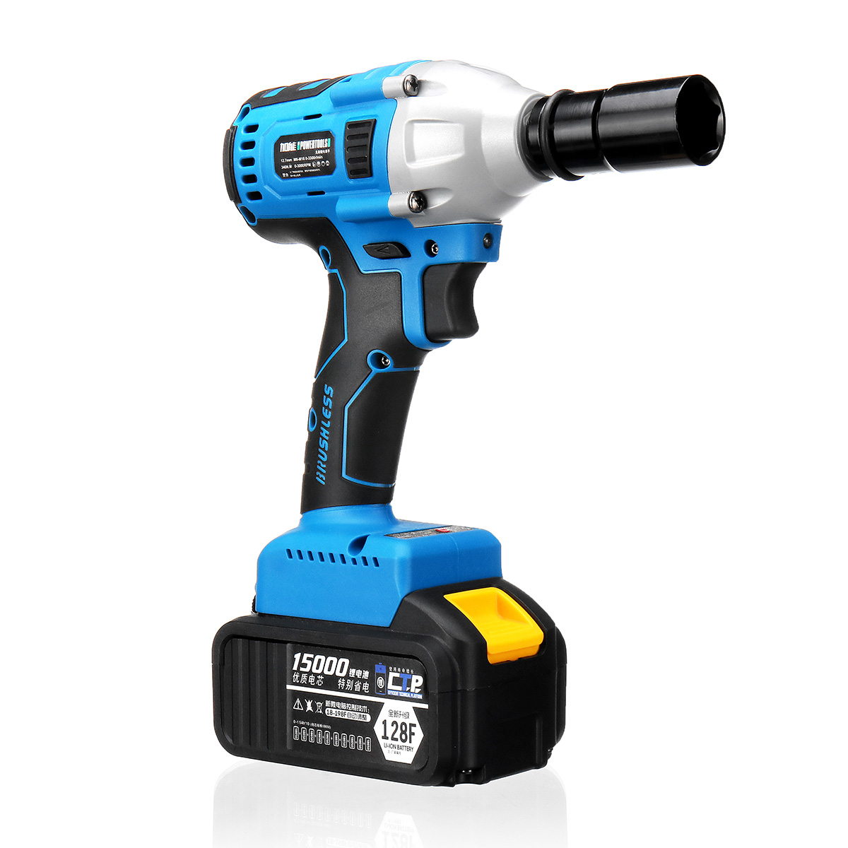 

15000mAh Electric Impact Wrench 340Nm Cordless Brushless with Rechargeable Battery