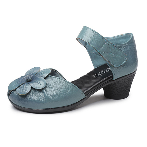 

SOCOFY Flower Soft Leather Sandals