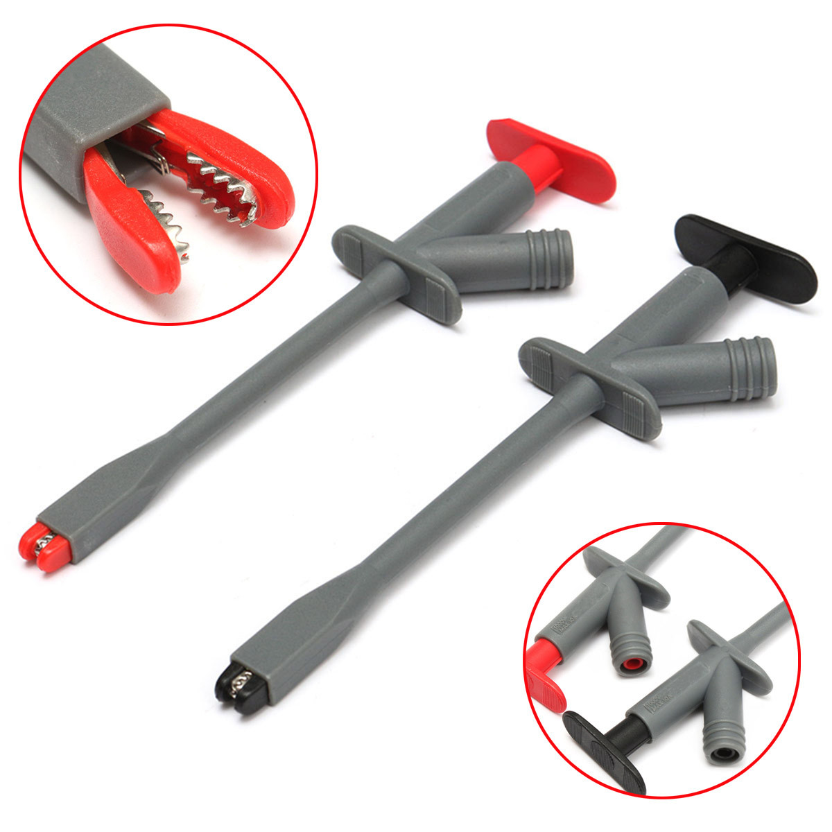

2Pcs Safety Alligator Test Clip with 4mm Socket Connection Flexible Spring Jaw Opening