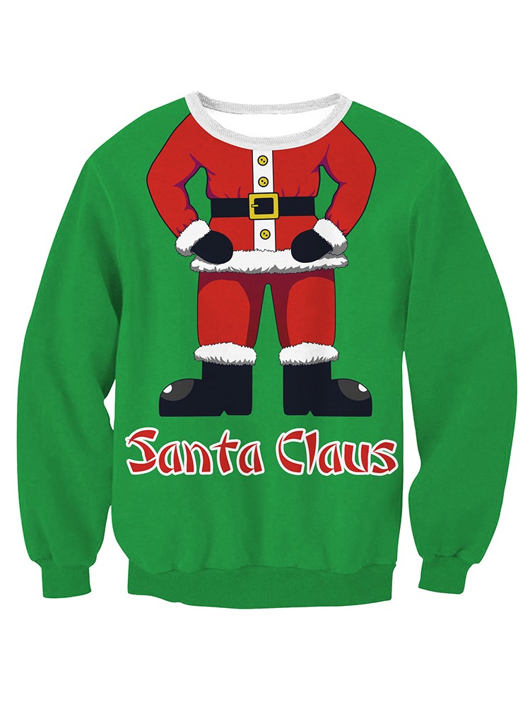 

Santa Claus Print Ugly Christmas Loose Women Sweatshirt Hoodie Top