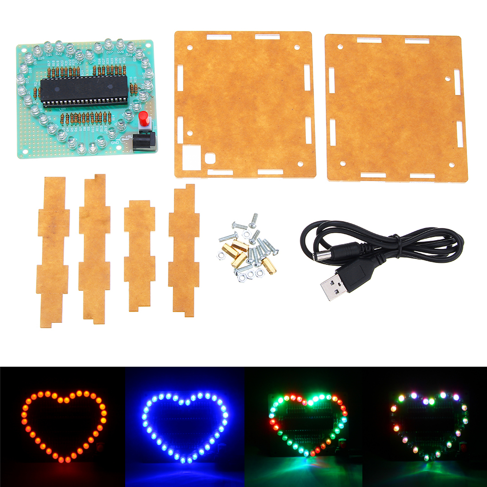 

Assembled 51 MCU Heart-shaped Light Water LED Flashing Light Electronic Board With Shell