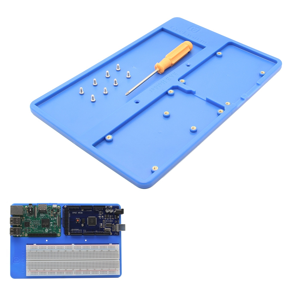 

Geekworm 5 in 1 RAB Holder Breadboard ABS Base Plate For Arduino UNO R3 MEGA2560 Raspberry Pi 3 Model B+/3B/2B/B+
