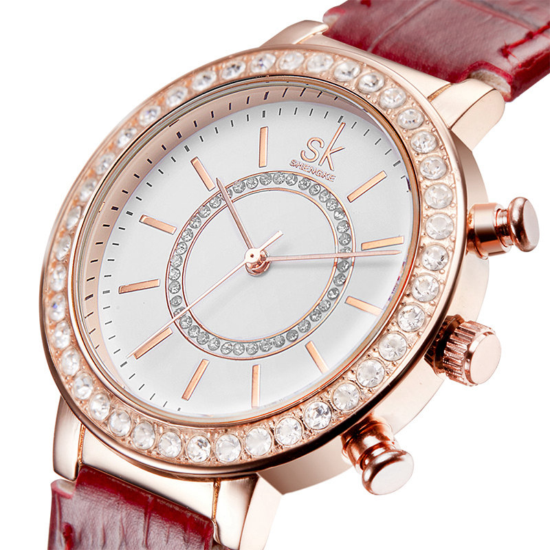 

SK K0012 Diamonds Gold Case Moden Women Gift Wrist Watch