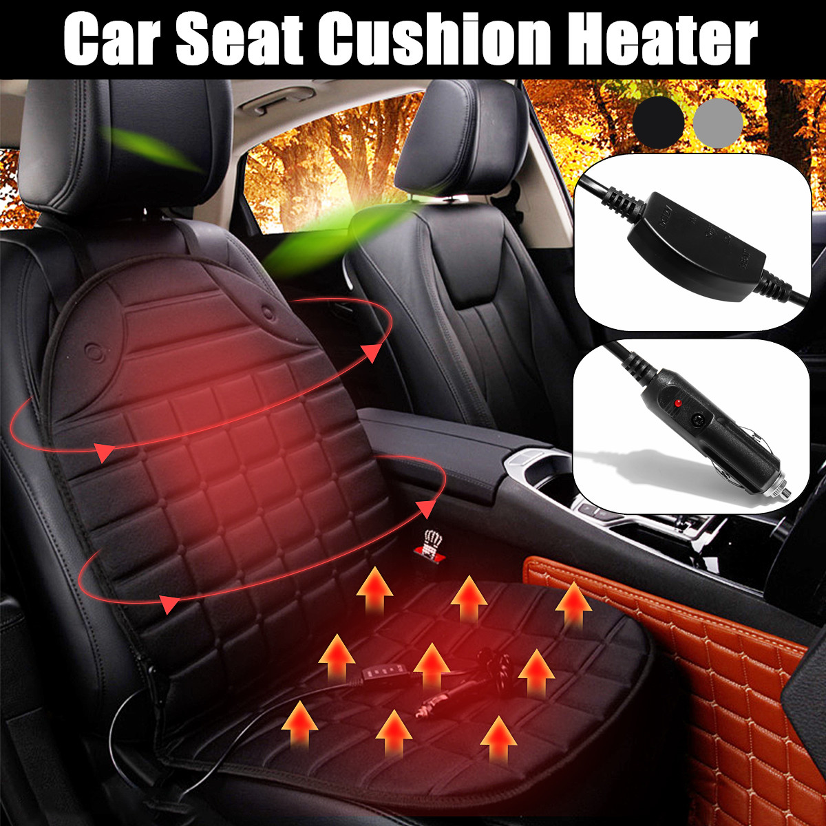 Car Heated Memory Form Cushion Hot Seat Cover Heater Pad DC12V For All Vehicle
