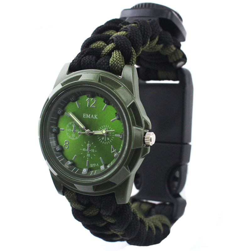 

IPRee® 4 In 1 EDC Survival Compasss Bracelet Watch Camp Emergency Nylon Paracord Wristband