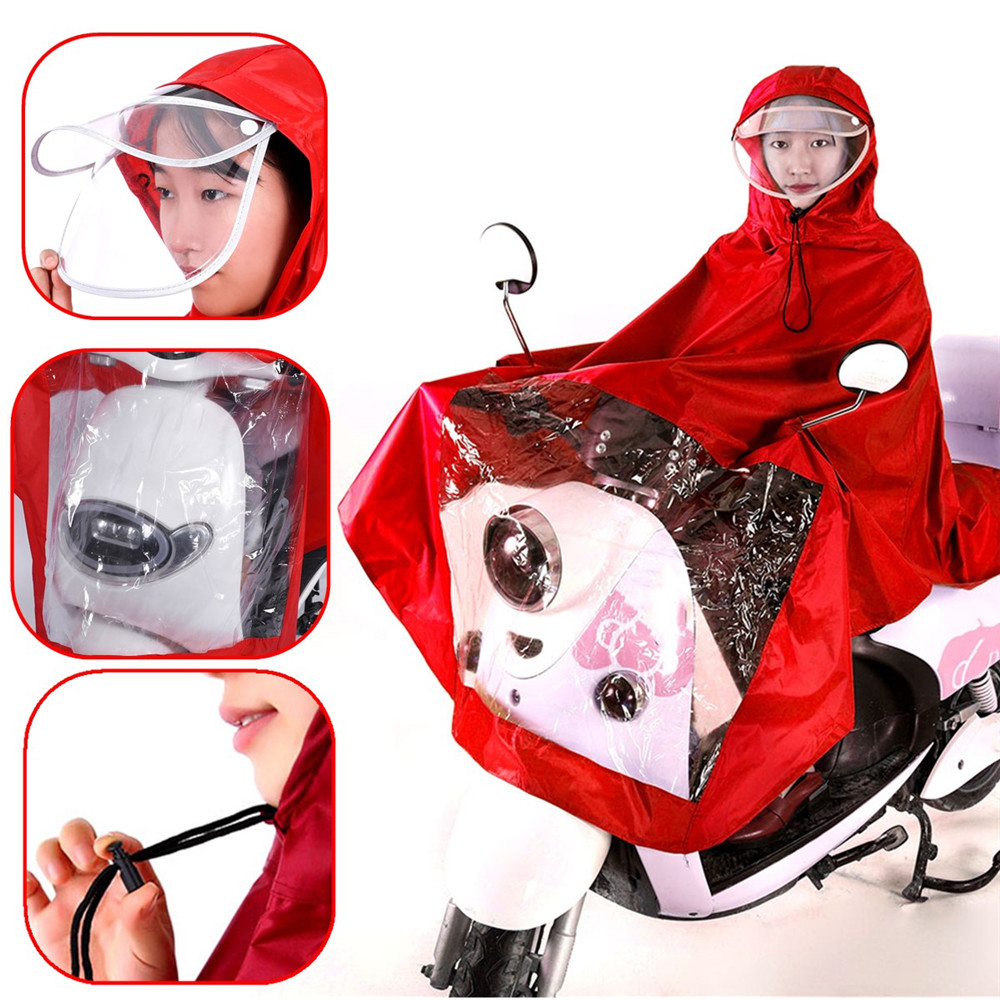 

Waterproof Motorcycle Riding Raincoat Cover One-piece Double Hat Brim