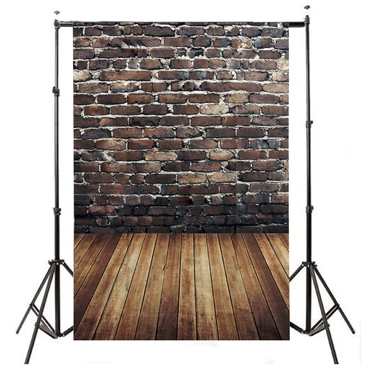 

5x7FT Vinyl Brown Brick Wall Wood Floor Photography Backdrop Background Studio Prop