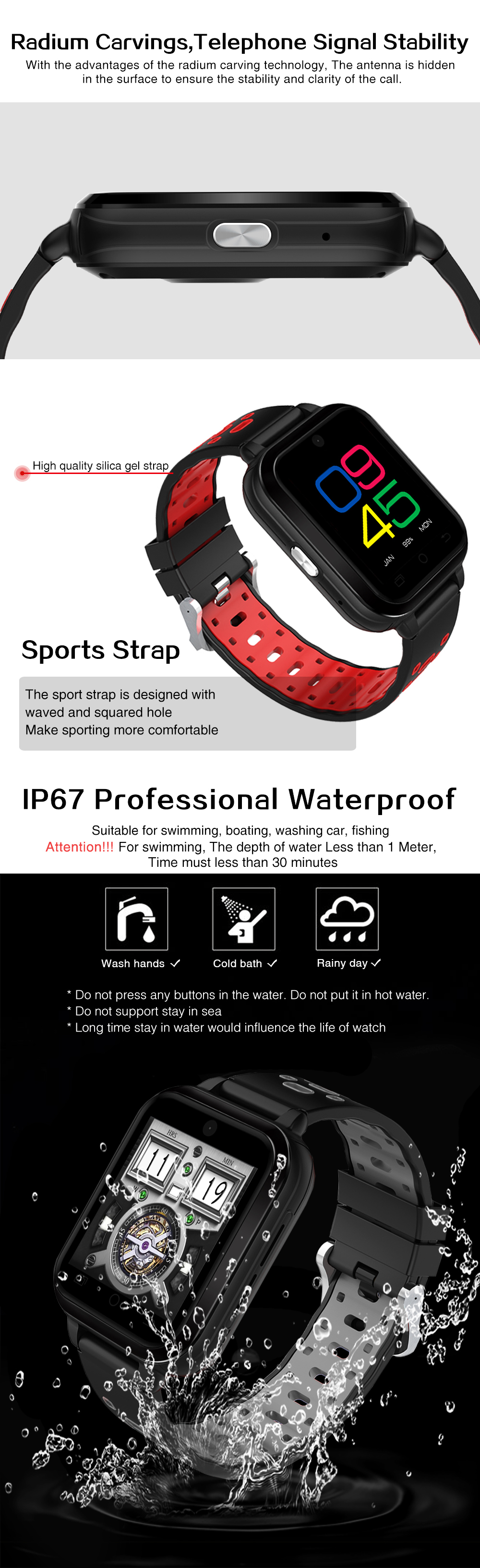 FINOW Q1 Pro Android6.0 4G Phone Call 1G RAM 8G ROM GPS WIFI IP67 Waterproof Smart Watch 17