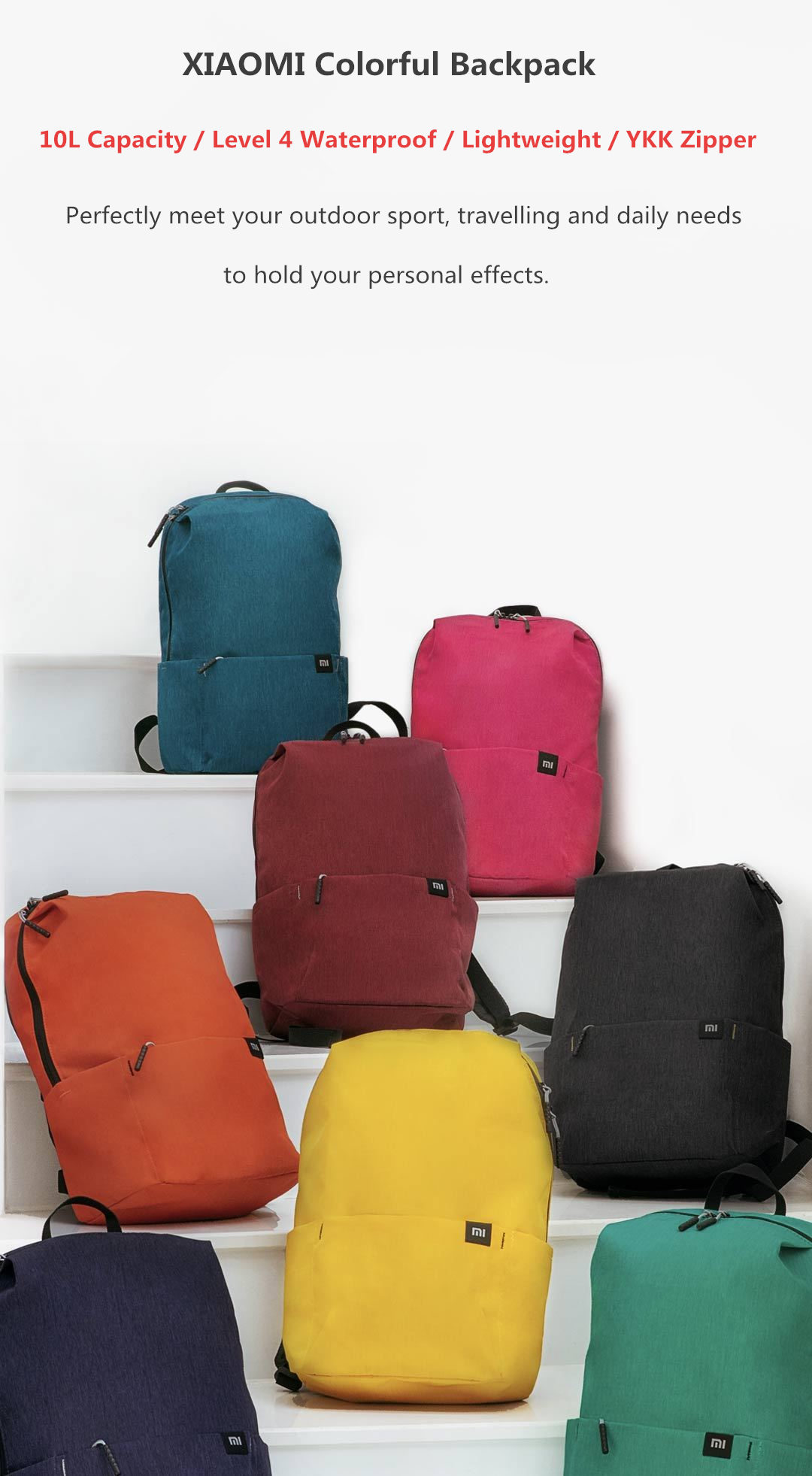 Original Xiaomi 10L Backpack Bag Women Men Sports Bag Level 4 Water Repellent Travel Camping Backbag 37