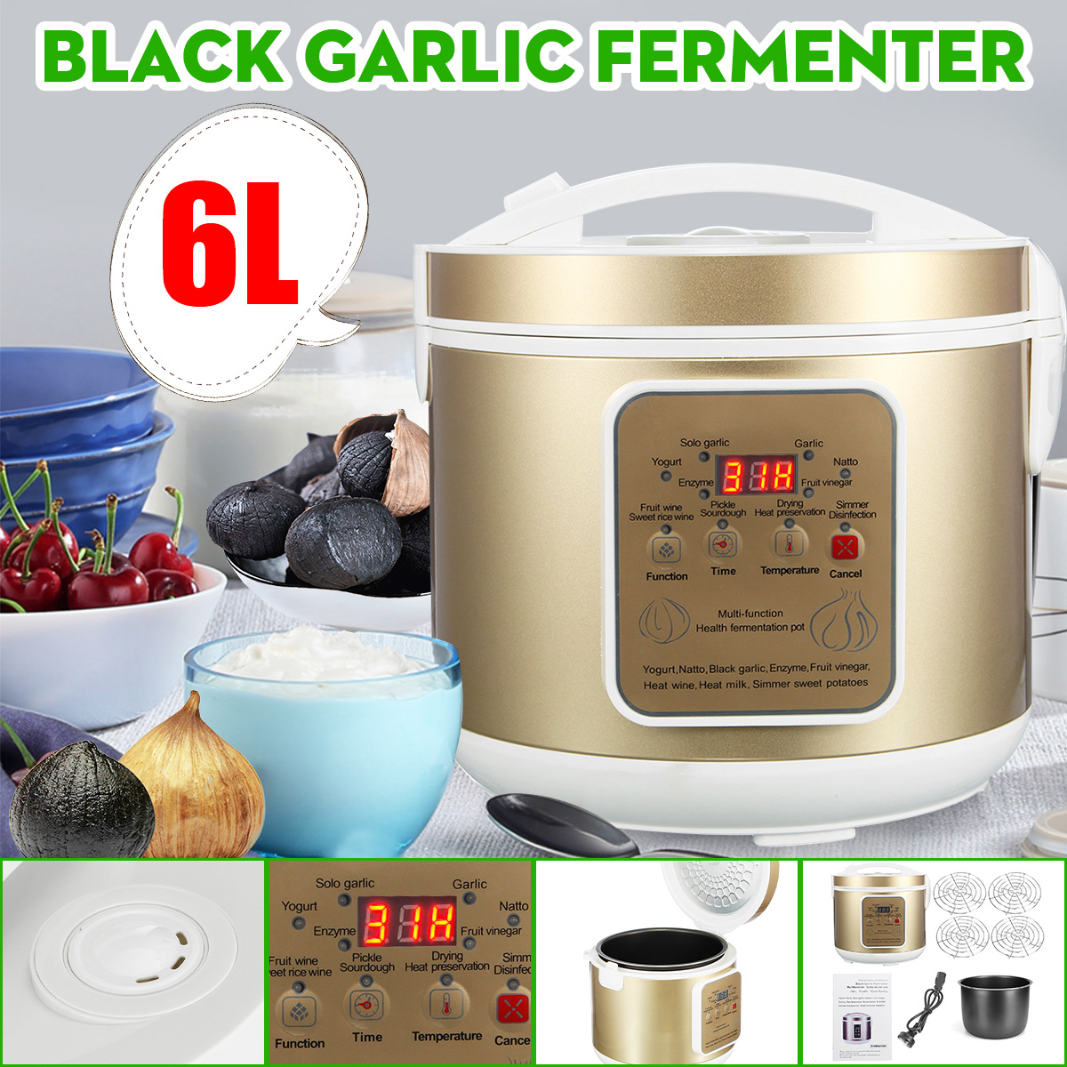 6L Large Capacity Automatic Black Garlic Fermenter Yoghurt Natto Maker Machine 14