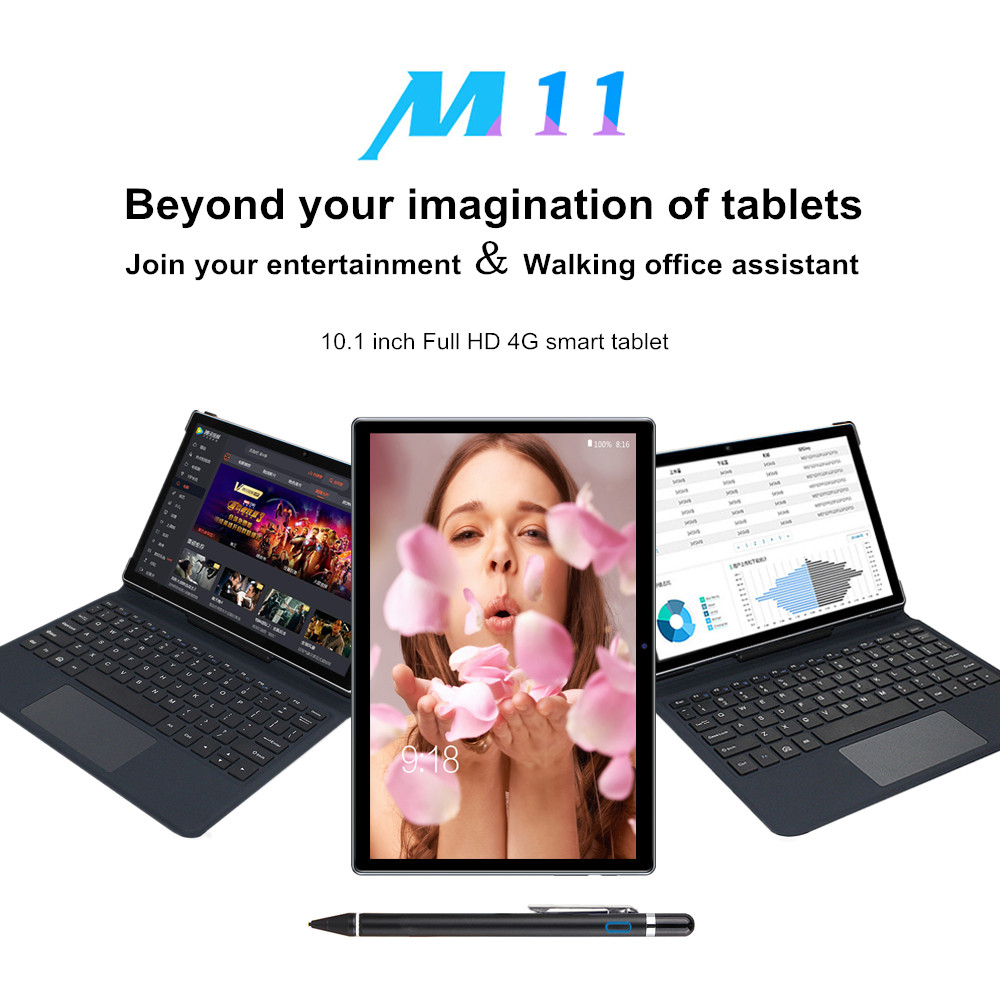 Binai M11 SC9863A Octa Core 6GB RAM 128GB ROM 10.1 Inch Android 10.0 4G LTE Tablet with Keyboard 52