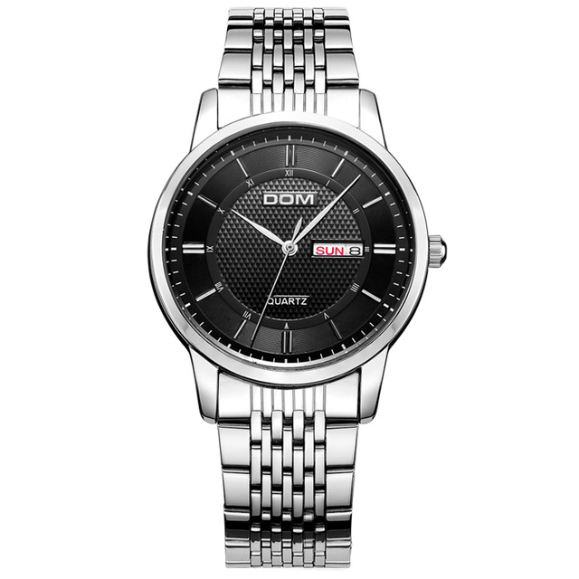 

DOM M-11D Водонепроницаемы Мужские наручные часы из нержавеющей стали Бизнес-стиль Кварцевые часы