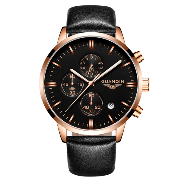 

Бренд моды для мужчин наручные часы водонепроницаемый хронограф кожа кварцевые часы gq12006 GUANQIN роскошь