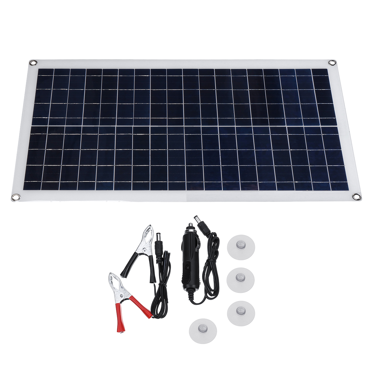 

18v 40W 630*370*3.0mm Dual USB Interface PET Polysilicon Solar Panel with Line + 4 Suction Cup Set for 12V Battery Charge Camping Outdoor Work