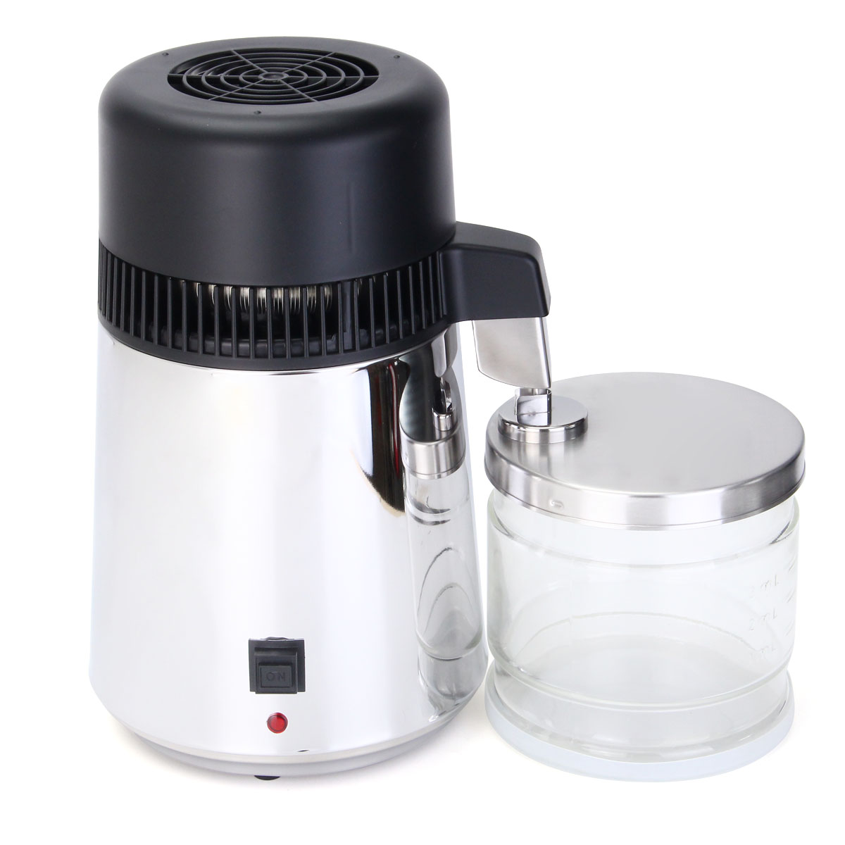 

110V 4L Pure Water Distiller 750W Stainless Steel Purifier Filter Machine w/ Glass Container