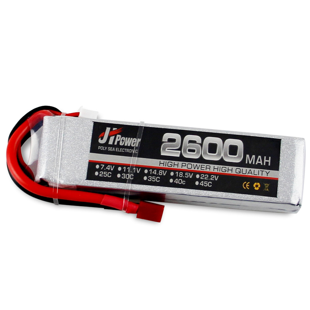 

JH Lipo RC Car Battery 2600mah 7.4v 2s 25c T/XT60 Plug For 1/10 RC Model 17*34*118mm