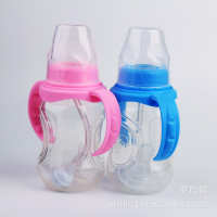 

PP bottle newborn set baby anti-mite silicone nipple bottle 125ml with handle straw curved bottle