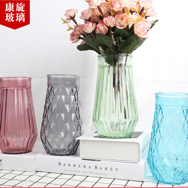 

European Large Glass Transparent Vase Living Room Decoration Flower Arrangement Water Culture Rich Bamboo Lily Dried Flowers Floor Jewelry