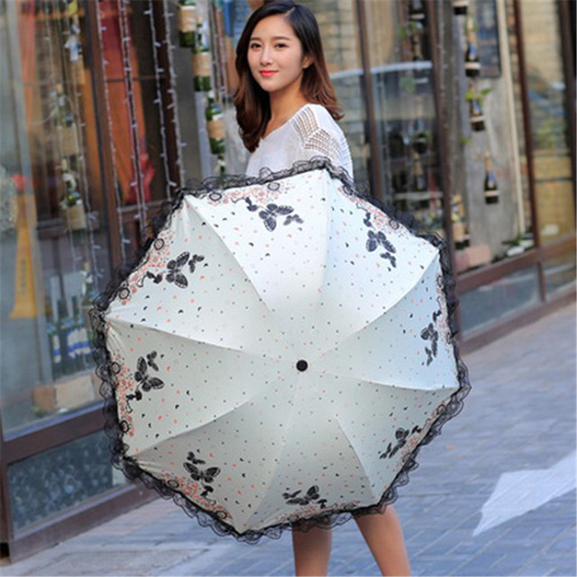 

Аромат Авто Beauty Butterfly Flying Anti-UV Sun Umbrella Складной черный пластиковый зонтик